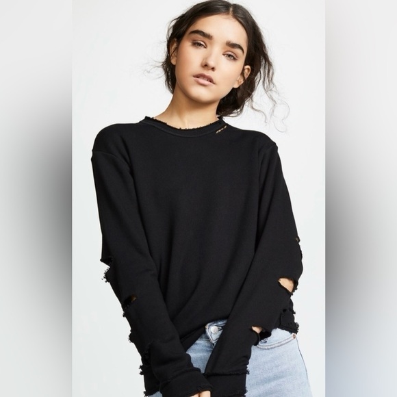 ALALA Cypher Sweatshirt black destroyed  crewneck size small EUC - Picture 5 of 13